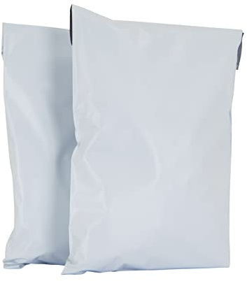 AKAR 12 x 16 Inch White Mailing Bags – 10 Pack of Strong Polythene Posting Mail Bags with Aluminium Adhesive Strip – 55 Microns – Easy Seal, Large 30 x 40cm – for Non-Fragile Items