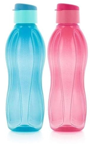 Tupperware Lot de 2 bouteilles d'eau en plastique avec couvercle rabattable 1000 ml (multicolore)