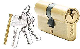 Brass Lock Cylinder with 3 Keys 63mm Double Open Cylinder Lock Storm Door Locks with 3 Brass Keys for Storage Unit Security Door (Brushed Brass, 63MM)