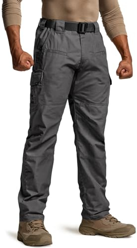 CQR Men's Tactical Pants, Water Resistant Ripstop Cargo Pants, Lightweight EDC Work Hiking Pants, Outdoor Apparel, Raider Charcoal, 32W x 32L