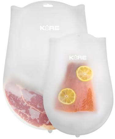 AppleKoreLiving Reusable Sous Vide Bags | X-Large & Large BPA Free Silicone Bags | 60% Larger, Thinner & More Flexible