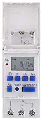DEWIN Timer,Timer Digitale Settimanale AC 220V Orologio Settimanale Din con display LCD Interruttore Temporizzato Temporizzatore 220V,16 Programmi di Accensione/Spegnimento