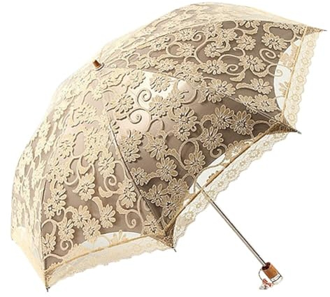 LICHENGTAI Parasols en Dentelle à Fleurs, Parapluie Pliant pour Femmes, Parapluie de Mariée en Dentelle, Résistant aux UV UPF 50+, Fleur Broderie Mariage Photographie Parasol