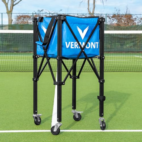 FORZA VERMONT Pro - Canasta rodante para pelotas de tenis, almacenamiento portátil y eficiente [capacidad de 150 pelotas], disponible en negro o azul (azul)