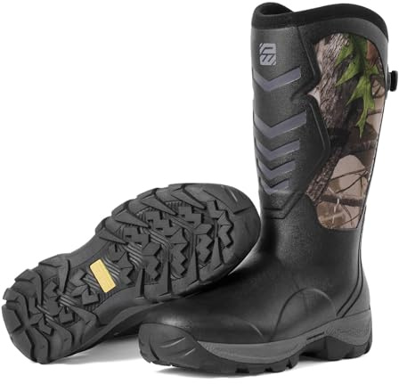 WOVENPAK Rubber Boots for Men, Hunting Boots 6mm Neoprene Insulated Mud Boots for Mens with Steel Shank, Men Rubber Boot Waterproof Boot, Anti Slip Work Boots Outdoor Mud Shoes, Size 11