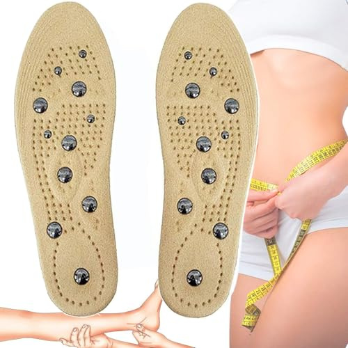 Magnetiska massagesulor för viktminskning, Magnetiska innersulor, Akupressur Magnetic Therapy innersulor Fotterapi Zonterapi Inläggssulor för smärtlindring, Plantar Fas,S,yellow