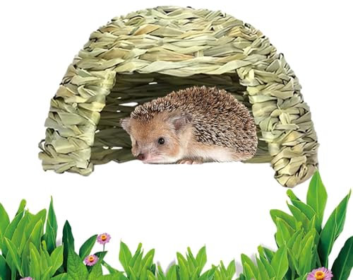 Haustier-Strohhaus – kaubares, natürliches Versteck, Häschen-Aktivitätshütte | Tragbarer Grasunterstand für Kaninchen, gemütliches Grashaus für Haustiere, Grasversteck für Kleintiere, Hasen, Meerschwe