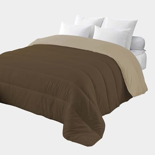 Corredocasa Piumone Matrimoniale Invernale, Made in Italy - Morbido Double Face, Trapunta Invernale da 350gr/mq Microfibra Manopesca Traspirante e Anallergica (Tortora/Fango, Matrimoniale)