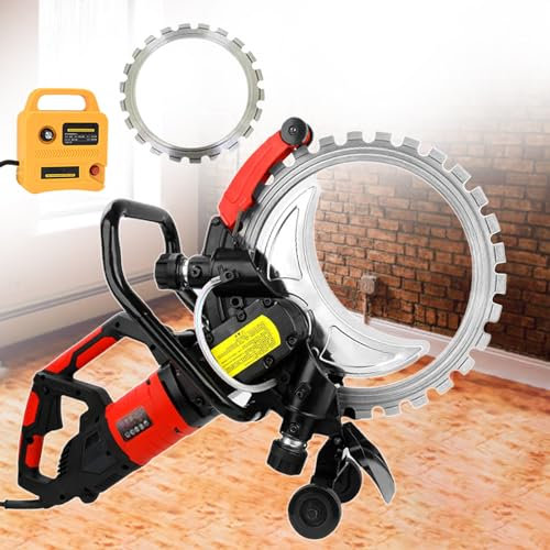 8980w Electric Ring Saw Wall Chaser,3000 RPM Concrete Cutting Machine,with 11.4in Depth,Water Cooling & Diamond Blade,for Construction,Renovations