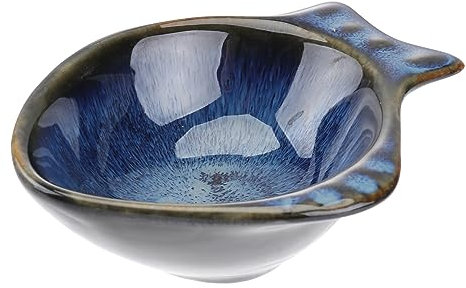 VICASKY Ceramica Piatto Pesce Per Condimenti Ciotola Salse Per Antipasti Design Unico Facile Da Pulire Adatto Casa Ristorante Picnic