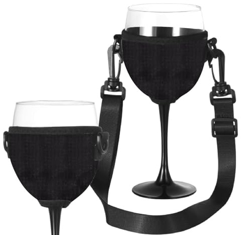 Veftsvy Lanières réglables pour verres à vin, porte-verres à vin, tasse bordeaux, verres ballon à vin rouge avec tige, support isolant, collier pour promenades du vin et fêtes festivales(2 PCS)