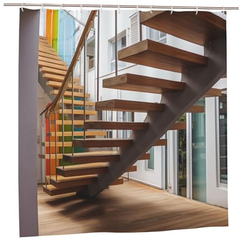 MMSJSBVY Tenda da doccia per scale, 182 x 182 cm, resistente alla muffa e impermeabile, protezione della privacy, tenda decorativa per vasche da bagno e box doccia