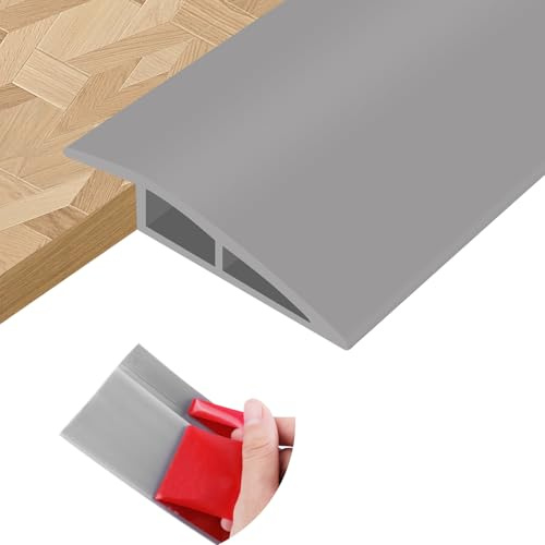 Floor Transition Strips PVC Self-adhesive Door Threshold Strips for Doorways Carpet Edging Laminate Floor Threshold Transition Profile (Grey, 20mm×2m)