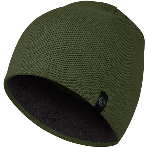 AOPREL Mütze Herren Winter, Baumwolle Mütze Damen, Weich Bequem Strickmütze Herren, Warme Fleece Beanie Mütze, Winddichte Wintermütze Unisex Laufmütze (Armeegrün)