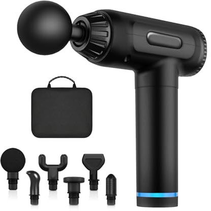 Muscle Massage Gun, 30 Speeds Powerful Percussion Deep Tissue Massager, Portable Muscle Gun, 6 Massage Heads, LCD Touch Screen, with Hand Storage Bag, for Muscle Pain Relief,Relax