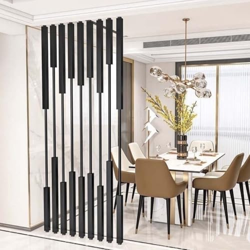 Columna divisoria de ambientes, biombo Separador de privacidad, Poste Divisor de Listones metálicos de Suelo a Techo, Separador de Espacios versátil para Oficina en casa.(5pcs-B,250cm/98in/8.2ft)