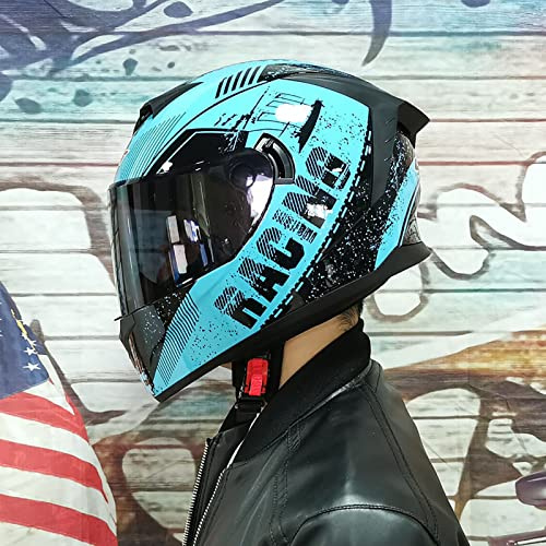 Motorcykelförarhjälm Integralhjälm Motorcykel Scooter Herr Dam Kraschsport Racing Touring ECE-godkänd hjälm F,M=57-58CM(E,S=5556CM)