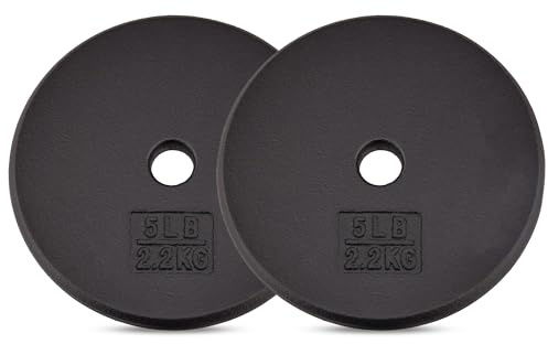 Yes4All BAAH 2.5cm 1 inch (1) Cast Iron Weight Plates 2.2kg, Set of 2 Weight Plate for Dumbbells Standard Weight Disc Plates, 7