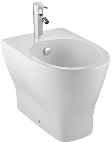 JACOB DELAFON Bidet céramique au sol Carénage mural Facile à nettoyer et à entretenir Comprend des fixations cachées au sol Couleur blanche Odéon Up E4798-00