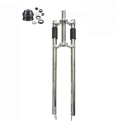 CDHPOWER Combo de horquilla de bicicleta de 26 pulgadas y 1 1/8 pulgadas, horquilla sin suspensión de triple árbol con doble hombro para neumáticos gruesos de 26 x 3.5 pulgadas, bicicleta motorizada a