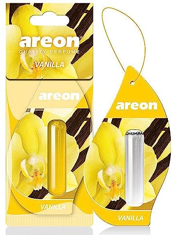 AREON Liquid Auto Lufterfrischer Vanille Duft Autoduft Duftflakon Parfüm Flakon Aufhängen Hängend Anhänger Spiegel Gelb 5ml 3D (Vanilla Pack x 1)