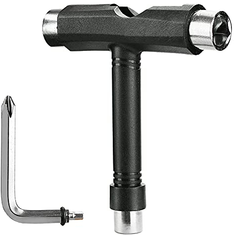 JUHONNZ Outils de Skate,Outils de Skate Tout-en-Un Accessoire d'outil de Planche à roulettes en T avec Tournevis Cruciforme de Type L pour Outil de Skateboard