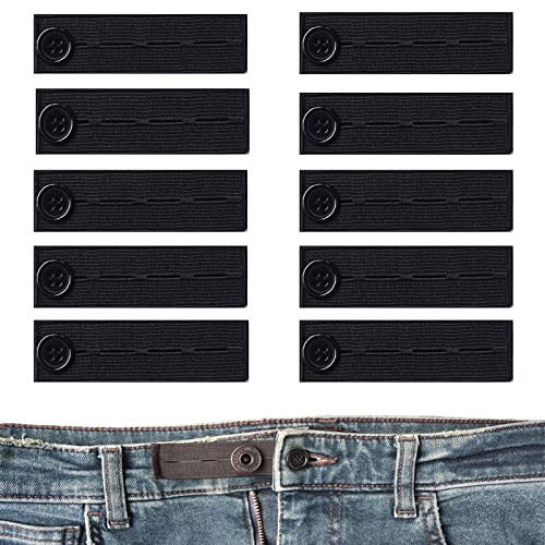 10pcs Estensori elastici, Estensori per Cintura, Estensione per Cintura in Vita, Elastico Waist Extender Estensori Estensori Vita Regolabile per Pantaloni, Bottone Regolabile, Extender per Jeans