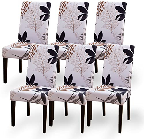 Aisprts Chair Covers for Dining Chairs 6, Dining Chair Covers Set of 6, Elastic Dining Room Chair Covers, Removable Washable Chair Cover with Backrest for Home Decor, Kitchen, Hotel, Party