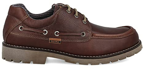PAYMA - Herren Bootsschuhe Wasserdicht Leder Mokassins. Waterproof und Atmungsaktiv ONTEX Membran. Winter Herbst Loafer Gummisohle. Schnürverschluss. Braun, Größe EU 42
