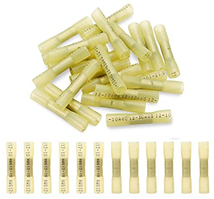 VOREAL 100/200 Stück gelbe Schrumpf-Crimpklemmen isolierte wasserdichte Dichtungsmanschette elektrische Draht-Stoßverbinderklemme 12-10 AWG Leisurely (Size : 100PCS)