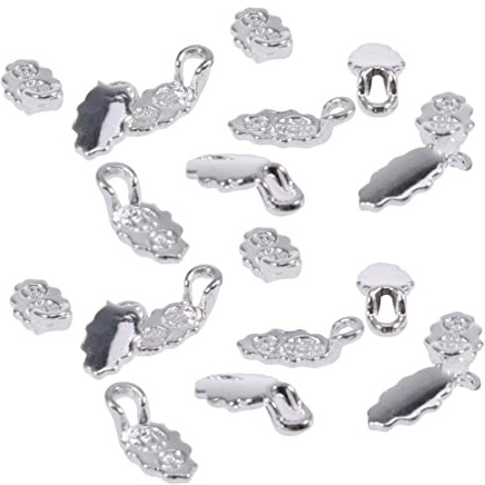 VILLCASE 30Pcs Silver Plated Small Glue on Earring Bails with Decorative Oak Leaf Design for DIY Jewelry Making Pendants and Earrings