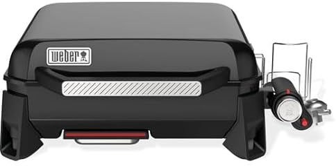 Weber Plancha à gaz SLATE GP Premium/Diffusion de chaleur d'un bord à l'autre, jusqu'à 260 °C, plancha antiadhésif émaillé (43 x 41 cm), pieds réglables en hauteur, noir