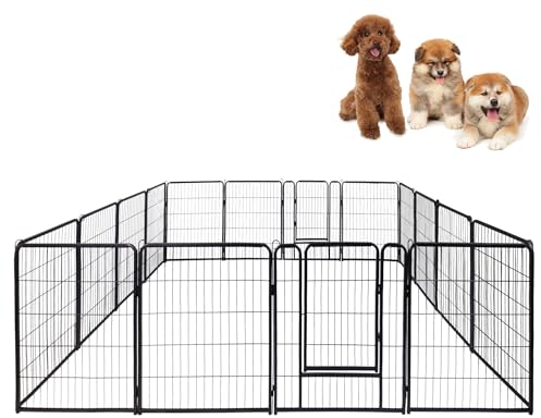 SUBTLETY 16-teilig Hundelaufställe Set mit Türen & Erdanker Freilaufgehege Kaninchen Hundezaun Welpenauslauf Faltbare Tierlaufstall Wetterfest Welpenzaun Tragbare Welpenlaufstall für Garten Camping