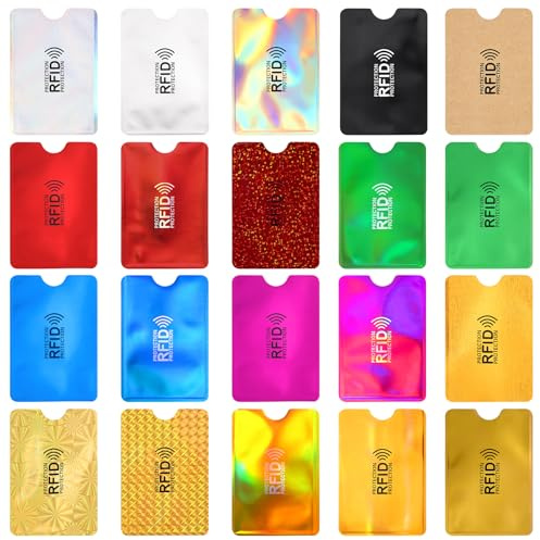 Yuanchu 20 Stück Farbenfroher RFID-Kartenhalter, RFID-blockierende Hüllen Kreditkartenhüllen Identitätsdiebstahl-Prävention RFID-ID-Kartenschutz für Frauen Männer