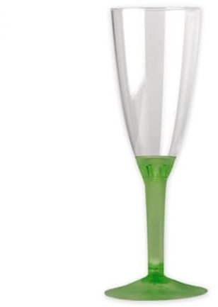 Dream' s Party 20 Flute in plastica con gambo - Flutes rigidi monouso - Calice da Spumante - Corpo in plastica trasparente - confezione 20 pezzi - flute per feste (Crystal Verde)