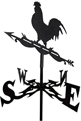 Segnavento in metallo retrò con indicatore di direzione del vento a banderuola a forma di gallo