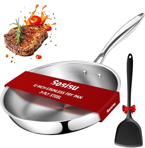 vapourd Stainless Steel Frying Pan, Frying Pan for Searing & Sauteing, 5 Ply Alloys Cookware for Durability & Even Heating, Stainless Steel Pans That Bring a Chef's Kitchen Home