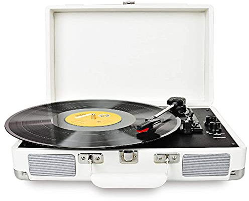 Tourne-disque portable Bluetooth vintage à 3 vitesses avec haut-parleurs intégrés, vitesse de prise en charge 33/45/78 tr/min, platine vinyle sans fil avec haut-parleur stéréo Une vie intéressant