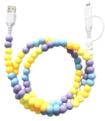 dijiusidy 2 i 1 USB-laddningskabel USB Totyp C pärlformade laddningssladdar för Nexus pärlformade -laddningskabel PVC färgglad, Gul + Blå + Violett