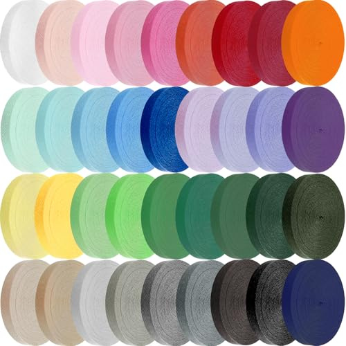 Wonninek 36 colori misti, nastro di cotone con motivo a spina di pesce, 10 mm, 179 metri di nastro di cotone per cucire, nastro obliquo conveniente per cucito, maglia, lavori manuali, artigianato