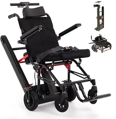 Nuovo montascale elettrico + combinazione di sedia a rotelle manuale 2 in 1, sedia a rotelle intelligente per salire e scendere le scale,pieghevole leggero,batteria da 13A,carico massimo 330 libbre
