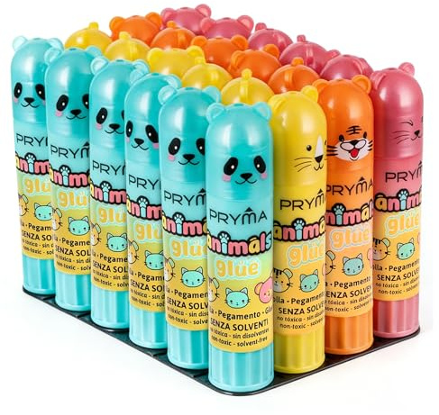 Pryma Colla Stick Fluo – Confezione da 24 Pezzi – Colori Brillanti – Adesivo Solido per Scuola, Ufficio e Lavoretti Creativi – Facile da Usare e Senza Solventi (10g)