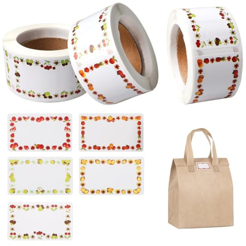750 Feuilles Etiquette Confiture, Étiquettes à Confiture Stickers, Etiquette Cadeau Autocollante, 30 * 50mm, Fruits, Classés, Adaptés Aux Pots De confitures, Bouteilles d'Épices, Cadeaux, Familles