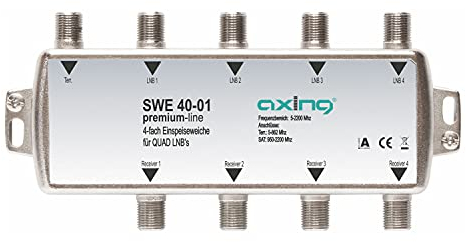 Axing SWE 40-01 Coupleur d'antennes satellite et terreste / TNT pour Quad LNB, 4 sorties