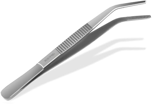 Küchenpinzette Grillpinzette gebogen Kochpinzette aus Edelstahl 10,5 cm
