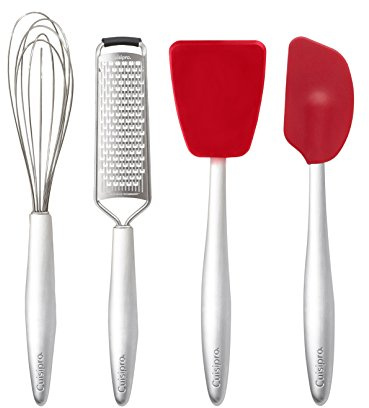Cuisipro CSP-747380 Piccolo Tools, Mini 4 Piece Baking Set, Silicone, Ergonomic Stainless Steel Handles, Red, Silver