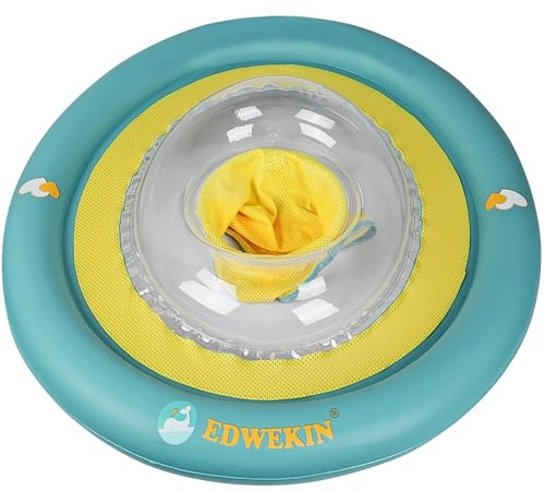Anello di nuoto per neonati EDWEKIN®, Seggiolino da Nuoto Regolabile, Aiuto al Galleggiamento per Bambini, Design di Aggiornamento Ottimizzato, Età 6 Mesi-3 Anni (coccodrillo)