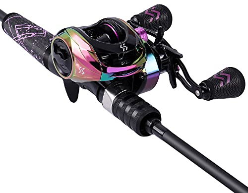 One Bass Angelrute und Rolle Combo, Baitcasting Combo mit SuperPolymer-Griff, Schwarz, 1,8 m, für Linkshänder