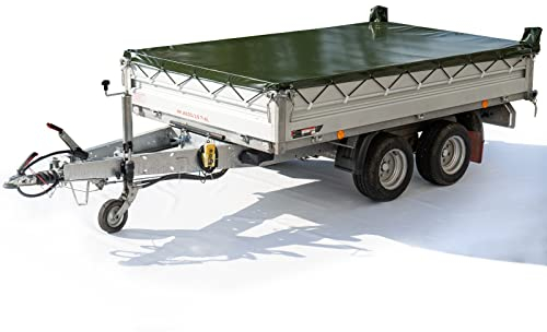 Plane - Abdeckplane für Pongratz Kipper Anhänger 230 x 157 x 0.05 x 0.20 Wasserfeste Anhängerplane mit viel Zubehör - Premium Anhänger Abdeckung - 680 gr/m²