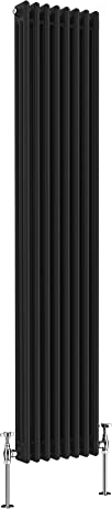 NRG 1800 x 380mm Traditional Cast Iron Style Radiator Black 3 Column Perfect for Kitchen Living Room Bathroom